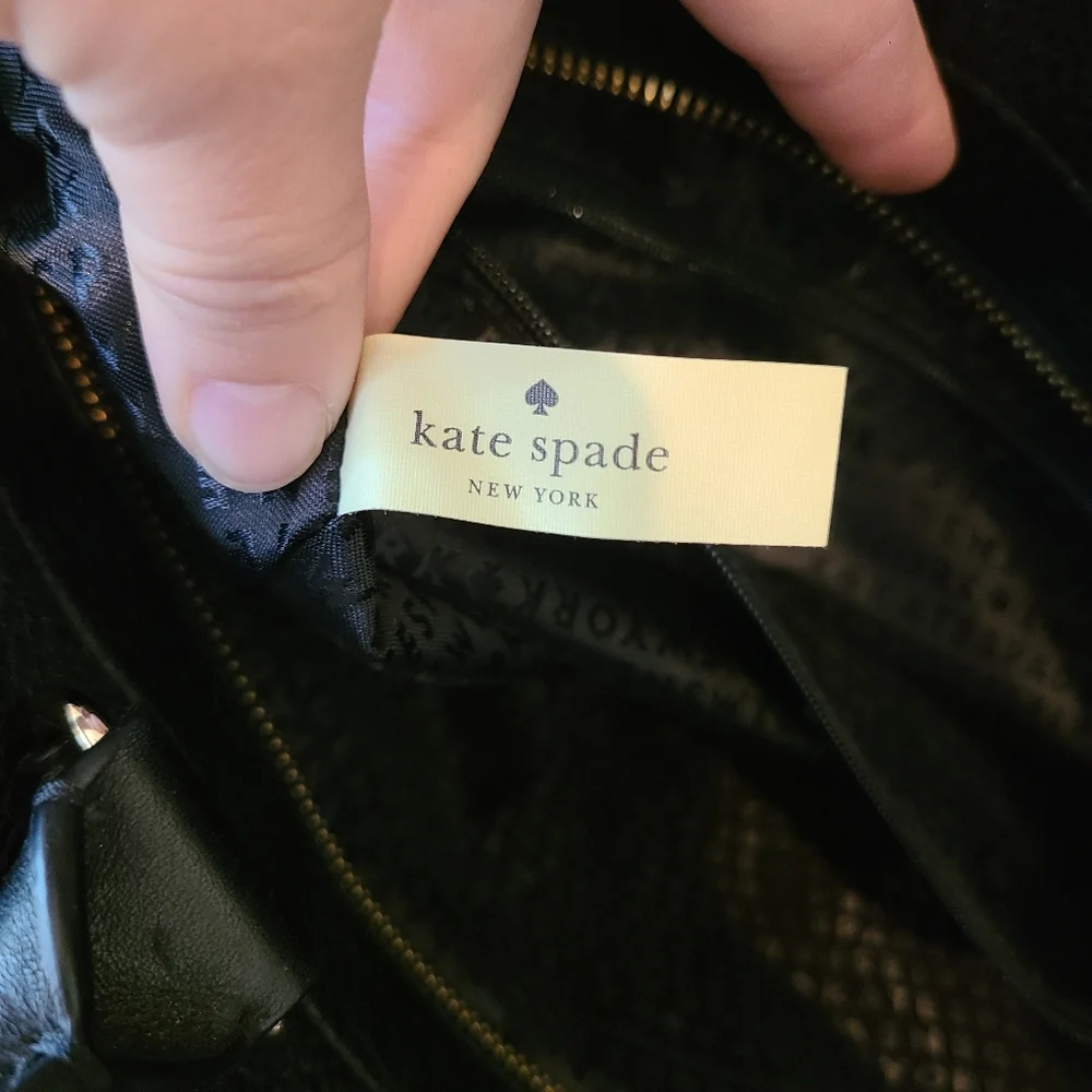 Kate Spade New York Black Atwood Place Larson Leather Satchel Crossbody Purse